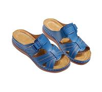 DXYDSC - Womens Sandals Summer Slippers Velcro Open Toe Comfortable Wedges Non-Slip Slippers for Teen Girls (BU1,6), Bu1, 6, Bu1, 6 US