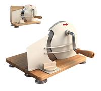 DXYQXL Manual Bread Slicer, Adjustable Thickness Rotary Hand Crank Cutter, Stainless Steel Serrated Blade with Suction Cups and Metal Guide for Homemade Sourdough