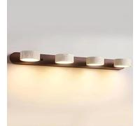 DXYQXL Natural Wood Vanity Light, 3-Light Travertine Wall Sconce with 180° Rotatable LED, Modern Stone Bathroom Fixture, Nordic Farmhouse Style for Mirror
