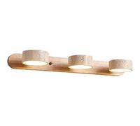 DXYQXL Natural Wood Vanity Light, 3-Light Travertine Wall Sconce with 180° Rotatable LED, Modern Stone Bathroom Fixture, Nordic Farmhouse Style for Mirror