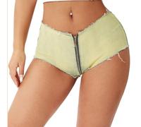 Dxyufazhe Sexy Women's Low Rise Stretch Mini Denim Shorts Hot Pants Beach Party Clubwear, Dys020 Light Yellow, S