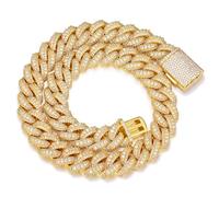 DXZNBEST 18mm Iced Out Cuban Link Chain 18K White Gold Plated Miami Bling 5A+ Cubic Zirconia Diamond Chain Hip Hop Rapper Thick Cuban Link Necklace Luxury Jewelry Gift for Men and Women Christmas
