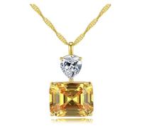 DXZXDJIU 925 Sterling Silver Crystal Pendant Necklace for Women - Elegant Jewelry Gift(Gold)
