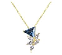 DXZXDJIU 925 Sterling Silver Crystal Pendant Necklace for Women - Elegant Jewelry Gift with Wrap(Blue)