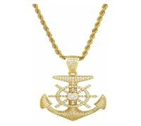 DXZXDJIU Classic Creative Anchor Pendant Necklace - All-Match Hip Hop Jewelry for Men & Women(Gold)