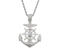 DXZXDJIU Classic Creative Anchor Pendant Necklace - All-Match Hip Hop Jewelry for Men & Women(Silver)