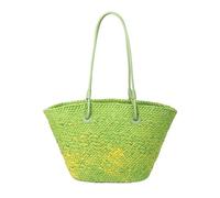 DXZXDJIU Fashion Gradient Straw Handbag - Large Capacity Woven Beach Bag for Women(Apple Green)