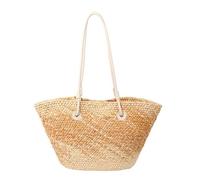 DXZXDJIU Fashion Gradient Straw Handbag - Large Capacity Woven Beach Bag for Women(Apricot)