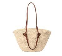 DXZXDJIU Fashion Gradient Straw Handbag - Large Capacity Woven Beach Bag for Women(Beige)