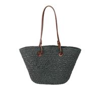 DXZXDJIU Fashion Gradient Straw Handbag - Large Capacity Woven Beach Bag for Women(Dark Green)