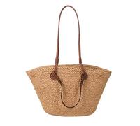 DXZXDJIU Fashion Gradient Straw Handbag - Large Capacity Woven Beach Bag for Women(Khaki)