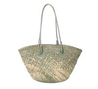 DXZXDJIU Fashion Gradient Straw Handbag - Large Capacity Woven Beach Bag for Women(Matcha)