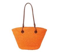 DXZXDJIU Fashion Gradient Straw Handbag - Large Capacity Woven Beach Bag for Women(Orange)