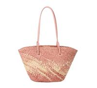DXZXDJIU Fashion Gradient Straw Handbag - Large Capacity Woven Beach Bag for Women(Peach Pink)