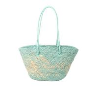 DXZXDJIU Fashion Gradient Straw Handbag - Large Capacity Woven Beach Bag for Women(Sky Blue)