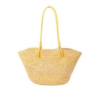 DXZXDJIU Fashion Gradient Straw Handbag - Large Capacity Woven Beach Bag for Women(Yellow)