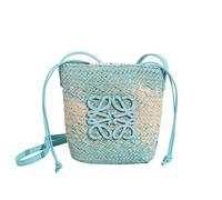 DXZXDJIU Fashion Gradient Woven Straw Bag - Large Capacity Handheld Beach Tote for Women(Blue)