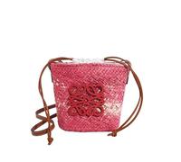 DXZXDJIU Fashion Gradient Woven Straw Bag - Large Capacity Handheld Beach Tote for Women(Pink)