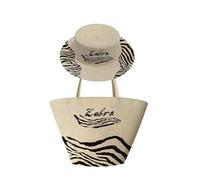 DXZXDJIU Fashionable Animal Print Straw Shoulder Bag - Large Capacity Woven Beach Bag for Holidays(Cow print)