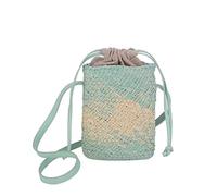 DXZXDJIU Handmade Woven Crossbody Mobile Phone Bag - Fashionable Straw Shoulder Bag for Beach Holidays(Green)
