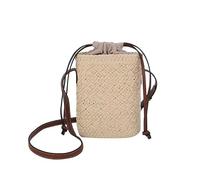 DXZXDJIU Handmade Woven Crossbody Mobile Phone Bag - Fashionable Straw Shoulder Bag for Beach Holidays(Beige)