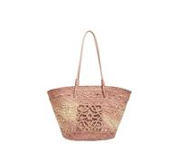 DXZXDJIU Handmade Woven Rattan Beach Bag | Large Capacity Summer Tote | Eco-Friendly Straw Shoulder Bag(Pink)