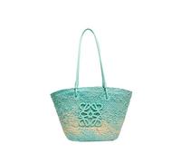 DXZXDJIU Handmade Woven Rattan Beach Bag | Large Capacity Summer Tote | Eco-Friendly Straw Shoulder Bag(Blue)
