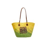 DXZXDJIU Handmade Woven Rattan Beach Bag | Large Capacity Summer Tote | Eco-Friendly Straw Shoulder Bag(Orange)