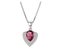 DXZXDJIU Heart Pendant Necklace for Women - 925 Sterling Silver Crystal Necklace - Perfect Valentine's Day Gift for Her, Birthday Gift for Girlfriend(Red)