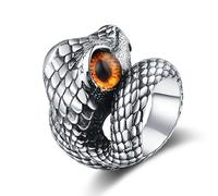 DXZXDJIU Men's Vintage Crystal Inlaid Snake Ring - Unique Personality Trend Jewelry(Brown,9)