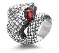 DXZXDJIU Men's Vintage Crystal Inlaid Snake Ring - Unique Personality Trend Jewelry(Red,9)