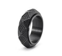 DXZXDJIU Men's Vintage Textured Rotatable Anxiety Ring - Adjustable Comfort Ring for Stress Relief(Black,7)