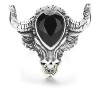DXZXDJIU Personalized Bullfighting Ring for Men - Trendy Crystal Inlaid Design(Black,9)