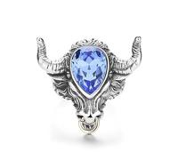 DXZXDJIU Personalized Bullfighting Ring for Men - Trendy Crystal Inlaid Design(Dark blue,12)