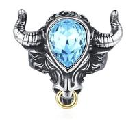 DXZXDJIU Personalized Bullfighting Ring for Men - Trendy Crystal Inlaid Design(Light blue,10)