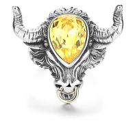 DXZXDJIU Personalized Bullfighting Ring for Men - Trendy Crystal Inlaid Design(Light yellow,9)