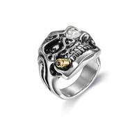DXZXDJIU Personalized Skull Ring for Men | Hip Hop Trendy Jewelry | Custom Engraved Ring(Silver A,14)