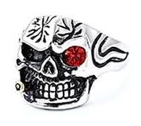 DXZXDJIU Personalized Skull Ring for Men | Hip Hop Trendy Jewelry | Custom Engraved Ring(Silver B,20)