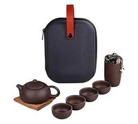 DXZXDJIU Portable Chinese Tea Set - Handmade Purple Clay Kungfu Tea Set with Travel Bag for Home, Office & Travel