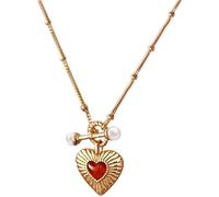 DXZXDJIU Red Agate Love Necklace for Women - 925 Sterling Silver Pearl Clavicle Gold Chain Choker