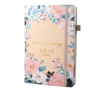 DXZZM 2026 Diary A5 Page a Day - Full Year Daily Planner with Monthly Overview，Featuring Colourful Tabs, Pen Loop & Inner Pocket - 5.9” x 8.5” (14.5x21cm) Pink Hardcover Organise