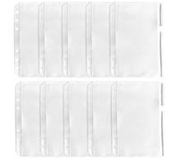 DY.2ten 10PCS A5 Size Binder Pockets, Zipper Binder Pocket, Translucent 6-Hole Binder Zipper Folders, Waterproof PVC Zipper Loose Leaf Bags for Home Office School Supplies