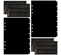 DY.2ten 14 Sheets Black Divider Ring Binders A5.6 Holes Plastic Divider Page Index Tab, for A5 Ring Notebooks, School or Office (21 cm x 14.2 cm)