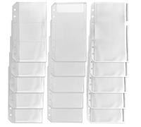 DY.2ten 15PCS A6 Size Binder Pockets, Zipper Binder Pocket, 3-Pockets Storing Bag, Clear Pocket with a Lid, Three Types, Translucent 6-Hole Binder Zipper Folders, Zipper Loose Leaf Bags