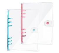 DY.2ten A5 Binder 6-Ring Clear Binder Notebook Cover, 2 Pack Pink + Blue Round Ring, A5 Planner Budget Binder with Snap Closure (A5, Clear Cover + Pink/Blue Binder)