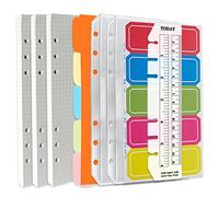 DY.2ten A6 6-Hole Binder Notebook Refills Set - 135 Sheets (270 Pages) Graph Paper + 2pcs A6 Zipper Binder Pockets + 5 Pcs A6 Dividers + Index Note Tabs + Ruler,for Filofax A6 Refills Inserts Paper