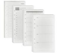 DY.2ten A6 Refill Paper 4 Pack Undated Daily, Weekly, Monthly Plan and To Do List, 6-Hole Punched Planner Inserts, 180 Sheets/360 Pages 100gsm, Notebook Binder Inserts, 3.74" × 6.69"