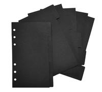 DY.2ten Binder Dividers for 6-Holes Ring Binder, 1/5 Cut Tabs, A6 Size, Sturdy Paper Dividers with 5 Tabs for School Office Home, 2 Sets, 10 Dividers, Black