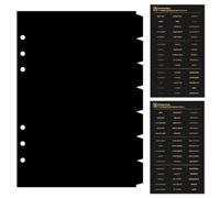 DY.2ten Black Dividers for 6 Ring Binder, 7-Tab Sturdy Plastic Dividers, A5 Index Divider, 6 Hole Binder Dividers, Insertable Notebook Planner Tab Dividers for Binders