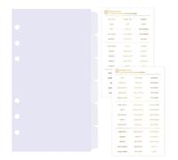 DY.2ten Clear Dividers for 6 Ring Binder, 6-Tab Sturdy Plastic Dividers, A6 Index Divider, 6 Hole Binder Dividers, Insertable Notebook Planner Tab Dividers for Binders